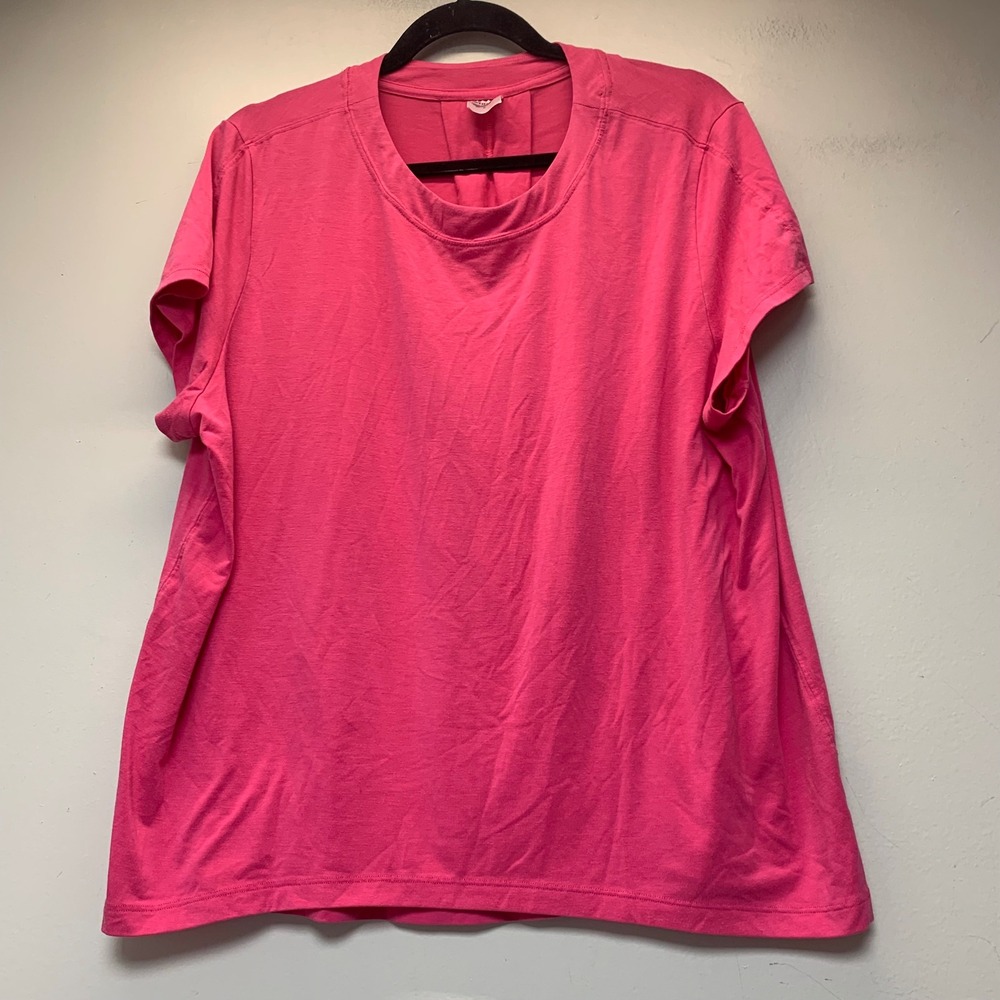 Athleta Zephyr Tee Women Medium Pink Excellent Short Sleeve Back Pleat Top